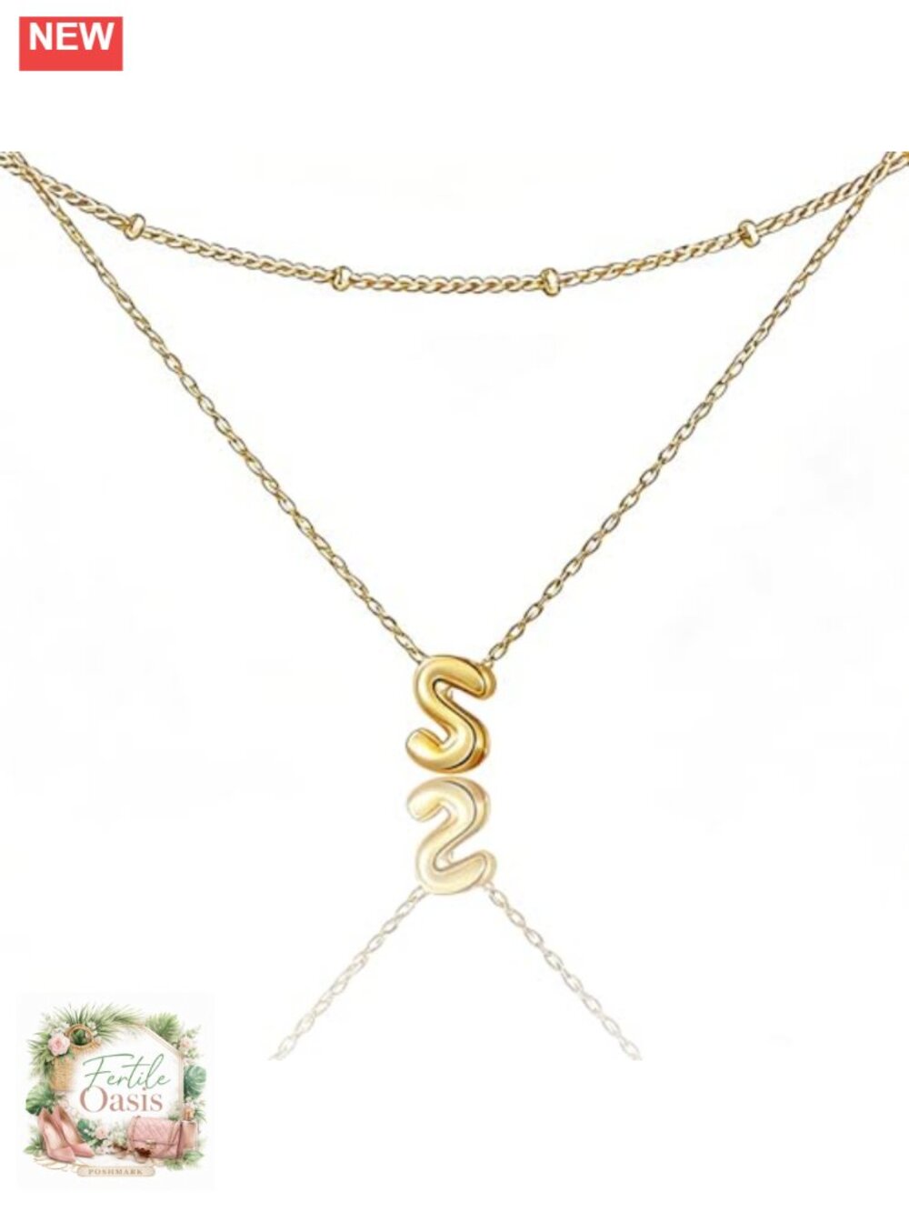 18K Gold Plated Multi-Layer Initial Necklace Layered Letter Pendant Dainty